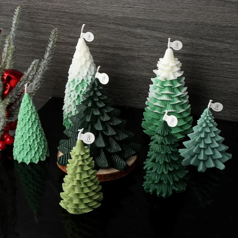 Stacked Leaves Santa Tree Resin Mould Bubble Stripe Plant Candle Soap Silicone Mold Pine Cones Christmas Gifts Party Cake Decor