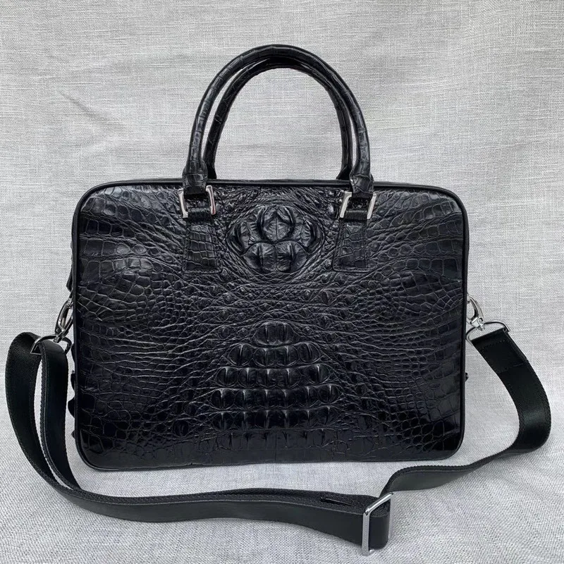 Sac à Main en Cuir de Crocodile Thaïlandais pour Homme, Étui à Bombes, Décontracté, True Backbone, Business, Bureau