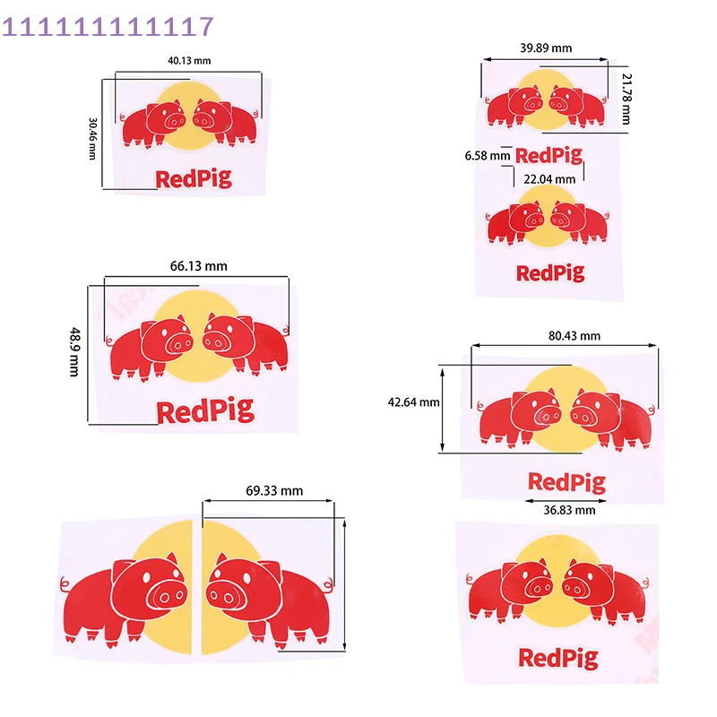ملصقات أنبوبية لرأس الدراجة المضحكة على شكل خنزير أحمر، ملصقات أنبوبية لخوذة المقود المزخرفة لفريق ركوب الدراجات #1
