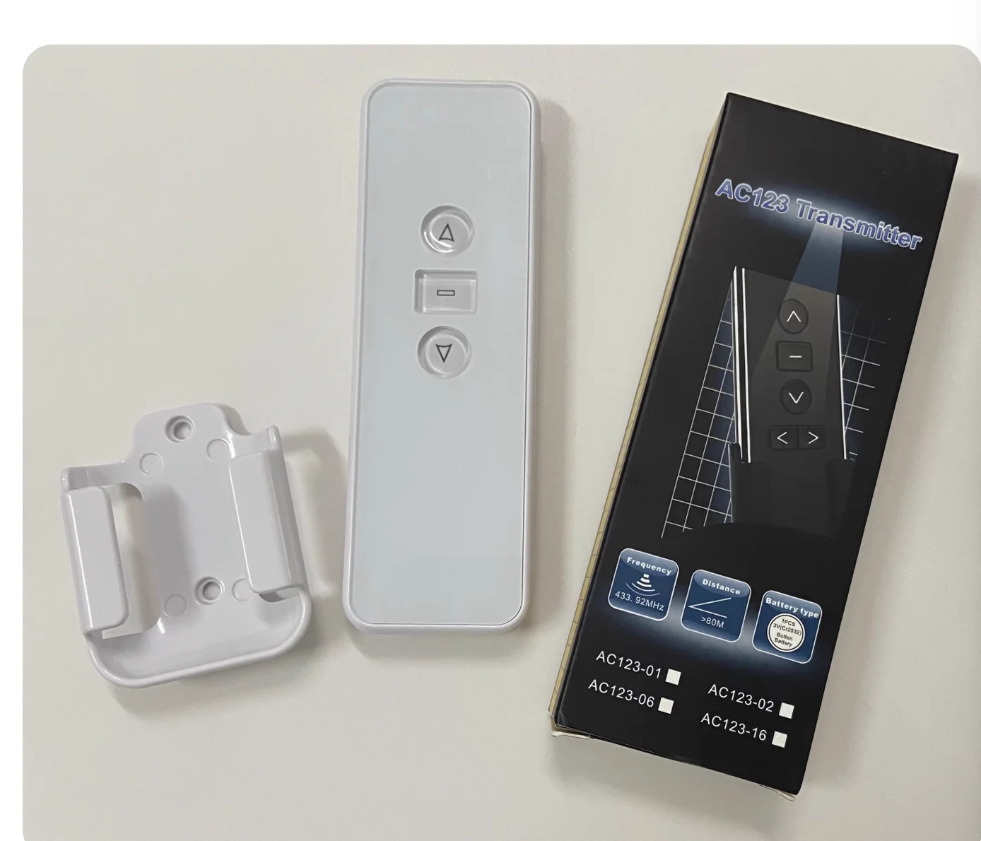 AC123 Telecomando portatile bianco per motore Curtian A-OK RF433, emettitore wireless per controllare l'apertura/chiusura del motore della tenda