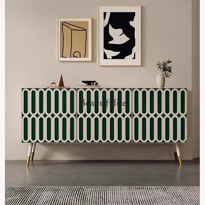 

FG28*Postmodern simple entrance cabinet storage French light luxury cream solid wood dining side cabinet