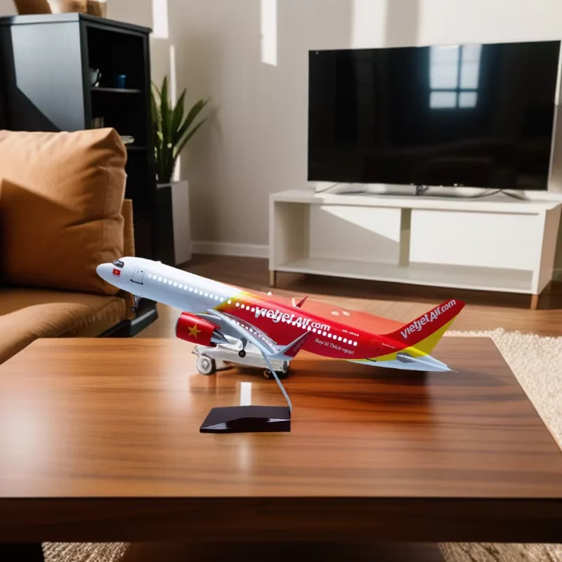 

A320 320 Vietjet Airlines Aircraft 47cm Model Planes Wheel Landing Gear Diecast Resin Plane Model Aircraft Display Stand Decorat