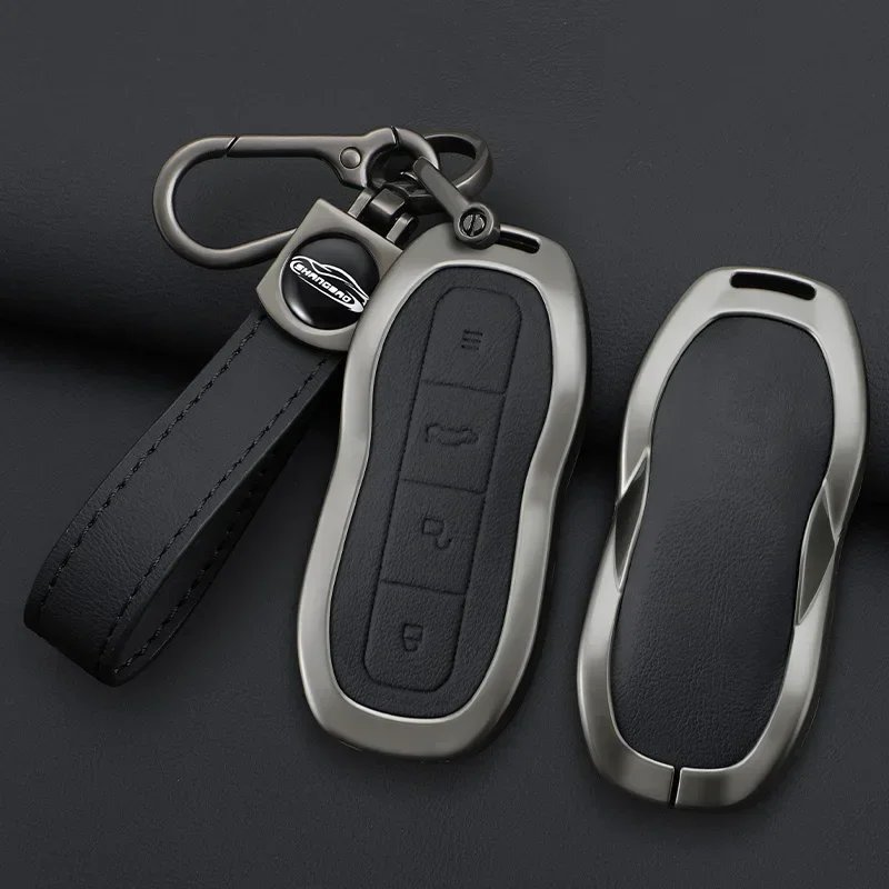 

Zinc Alloy Leather Car Key Fob Case For Xiaomi SU7max SU7 Remote Protection Cover Bag Shell Keychain Holder Auto Accessories