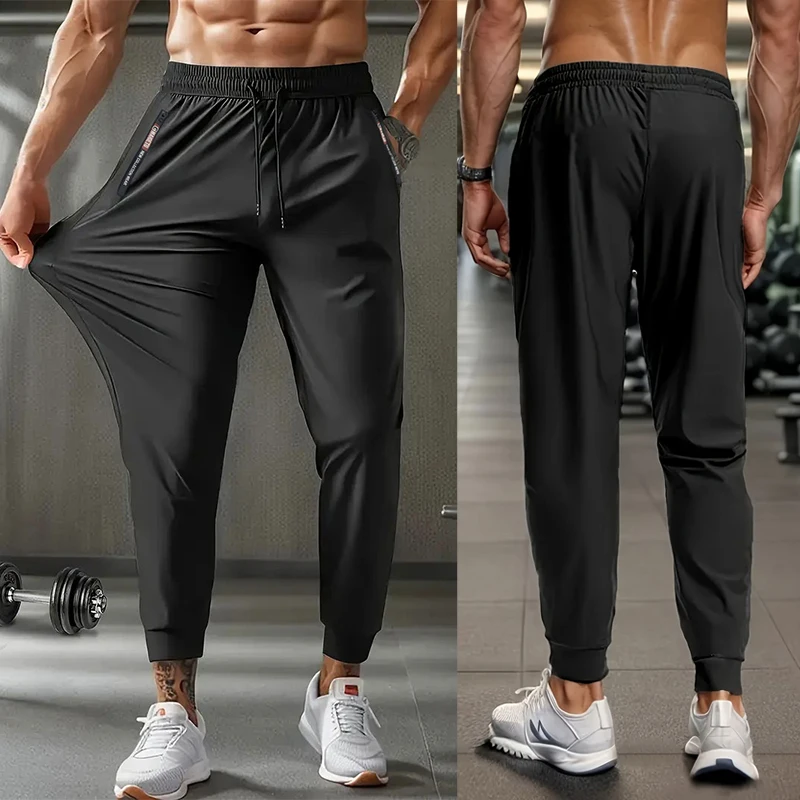 Men's Athletic Stretchy Quick Dry Pants with Zipper Pockets Lightweight Sweatpants for Outdoor Hiking Fishing Running Workout image 2