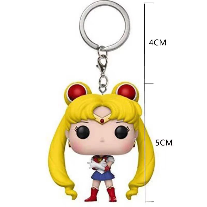 Funko Pop Sailor Moon llavero Anime Mini Tsukino Usagi figura de acción Kawaii estudiante mochila colgante accesorios regalo para niña