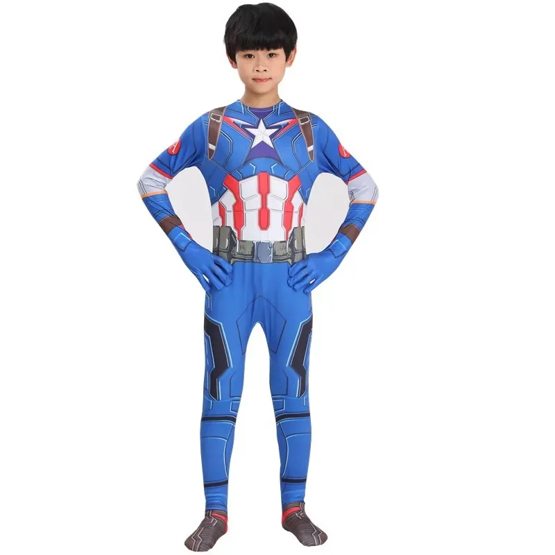 Superhero Captain America Cosplay Bodysuit Men Boys Jumpsuits Halloween Party Zenti Captain Clothes for Adult Girls Unisex@0Z*