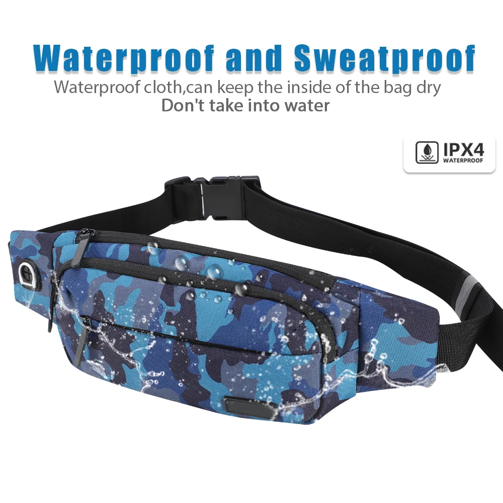 Waist Pack for Men Women Waterproof Camouflage Fanny Pack Adjustable Strap for Travel Sports Running crossbody belt bag riñonera