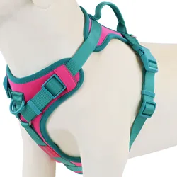 Respirável No Pull Harness para cães grandes e pequenos, Correia no peito ajustável, Cores de emenda, Arnês respirável para cão médio