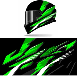 Figuras geométricas de líneas abstractas verdes, pegatinas para casco de motocicleta, autoadhesivas, revestimiento de casco personalizado de carreras, pegatinas de vinilo