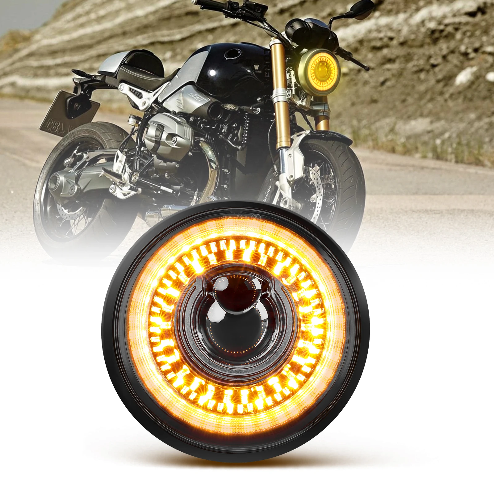 

HAOLIDE 5.75″ Round LED Headlight for Motorcycle Moto Light for Harley Davidson for Honda for Yamaha for Suzuki for Triumph 12V