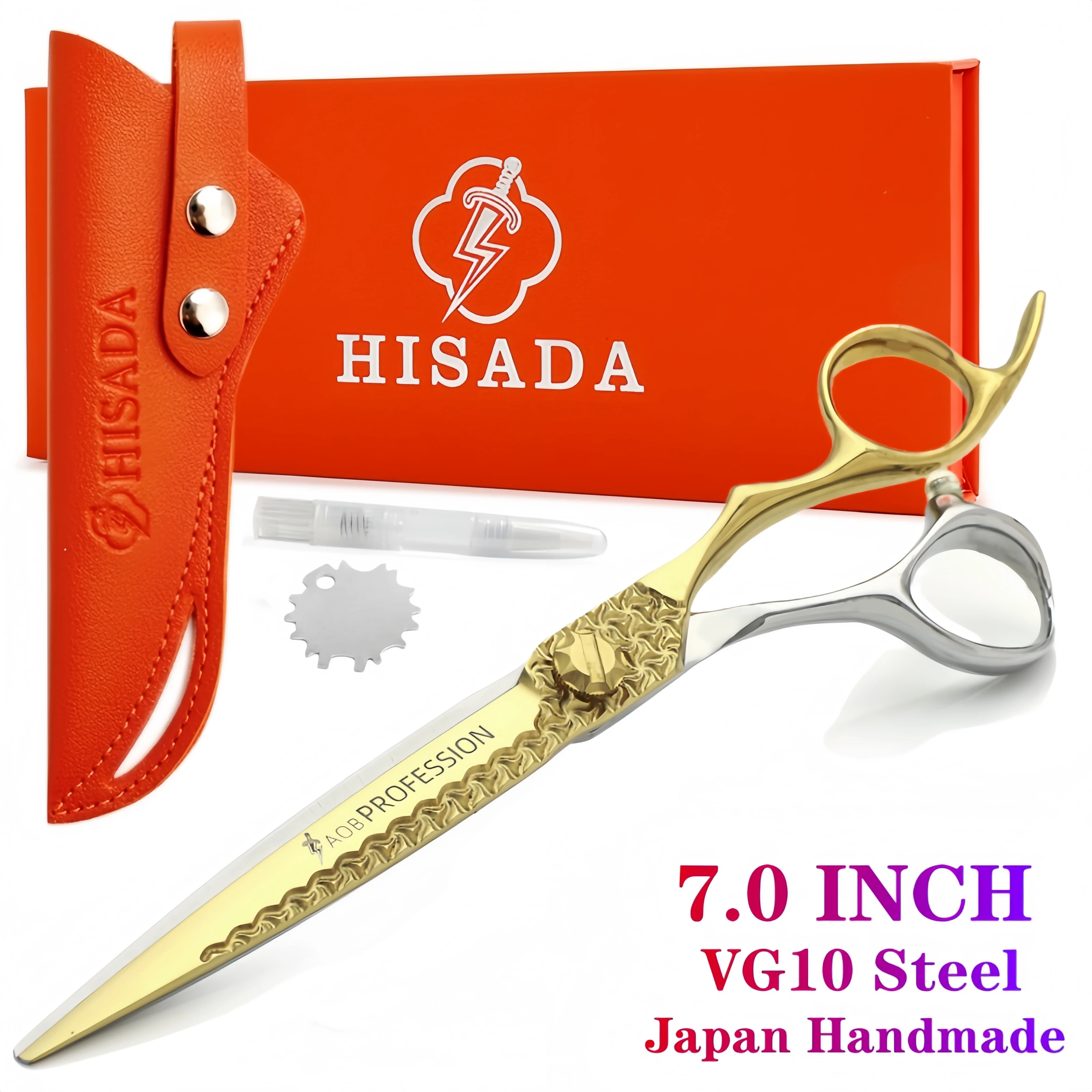 

HISADA barber scissors 7.0-inch hairdressing scissors professional barber accessories Japanese handmade VG10 material scissors