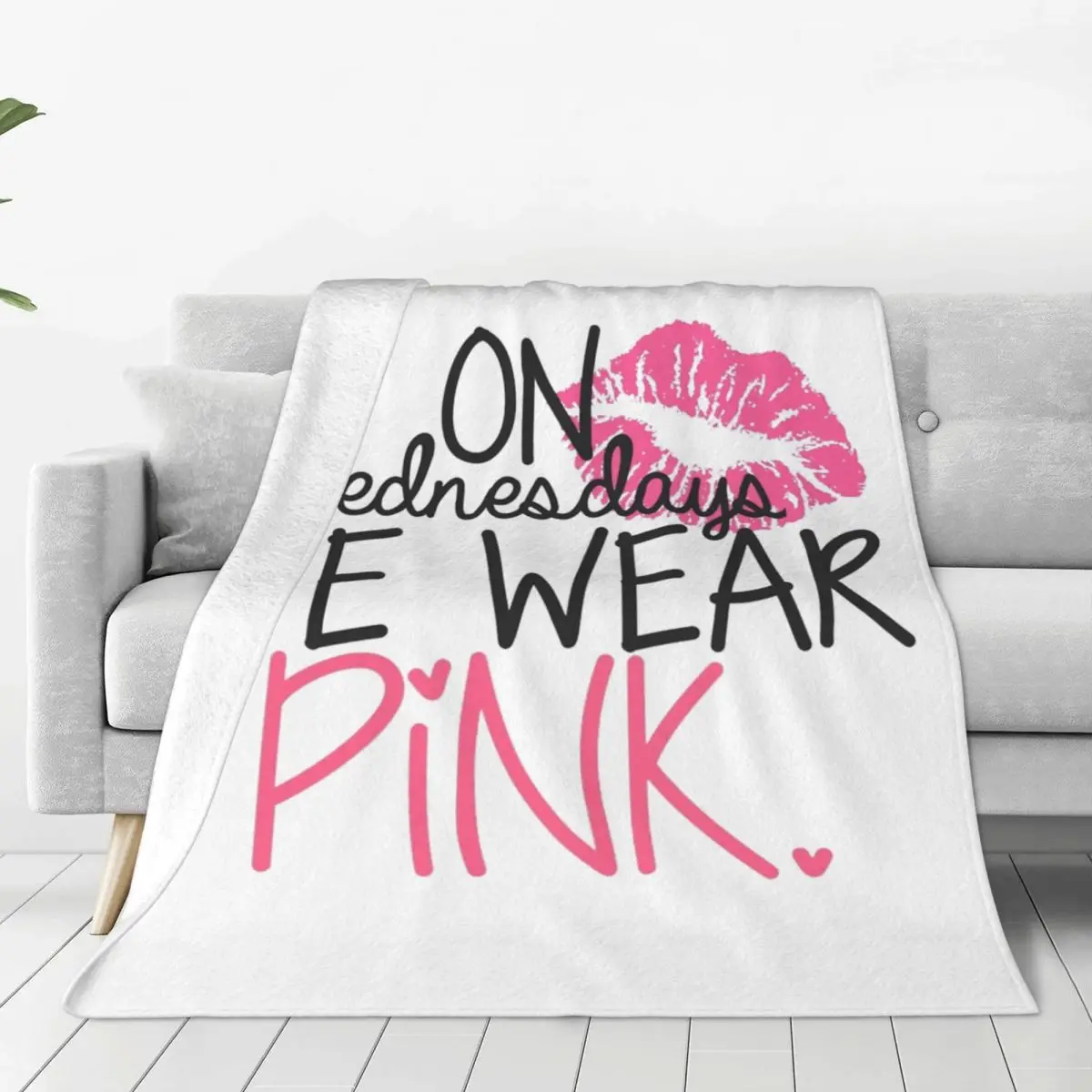 

On Wednesdays We Wear Pink Blanket Flannel Novelty Soft Throw Blankets for Coverlet Textile Decor