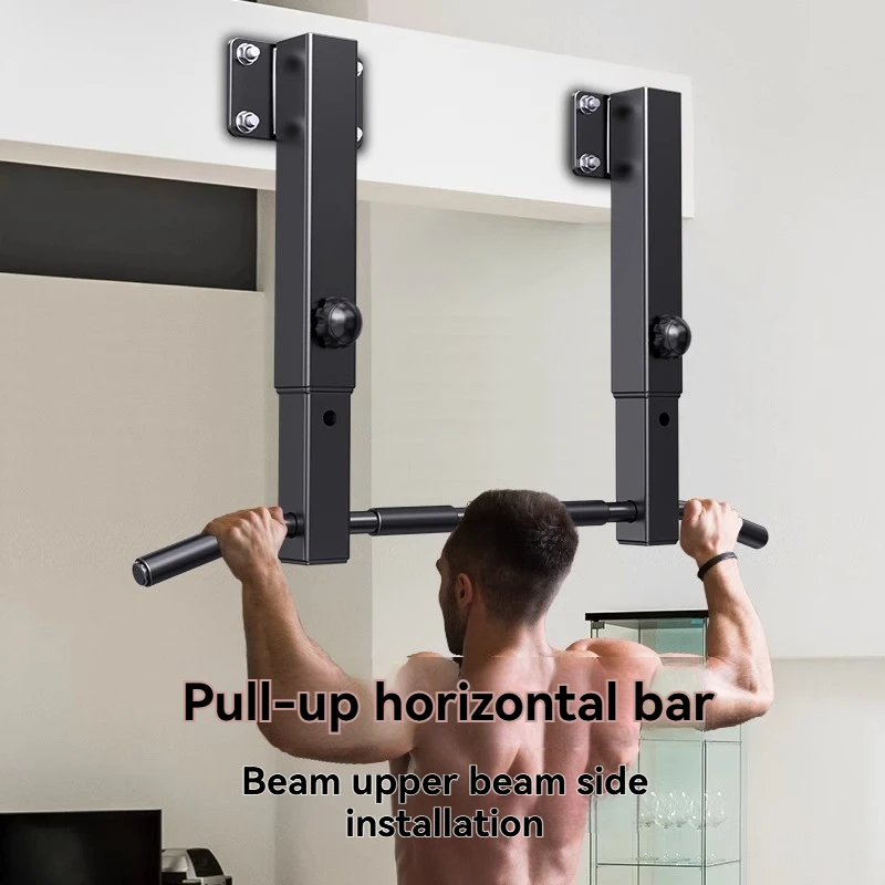 Horizontal bar with side suspension for indoor pull-ups, home fitness equipment for home use near walls and doors