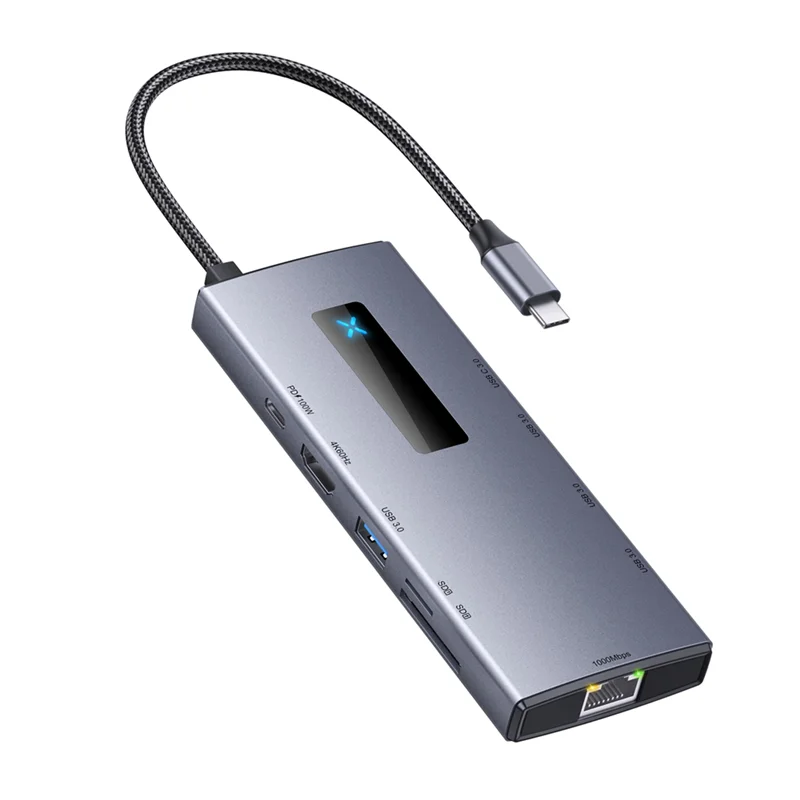 

AA08-10-In-1 Type-C HUB 4K 60Hz USB C Hub Type C To Ethernet Port PD 100W USB 3.0 Hub SD/TF Card Slot For Laptop Tablet