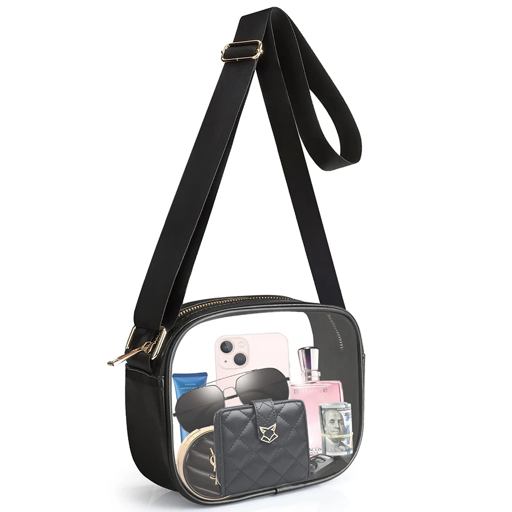 

Transparent Shoulder Crossbody Storage Bag Stadium Concerts Approved Square Bag for Women Outdoor Adjustable Strap Phone Handbag