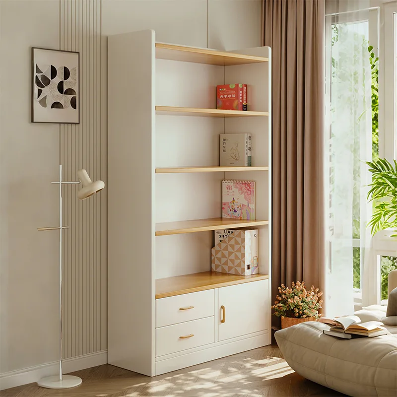 Bookcase Bookshelf Solid Wood Storage Cabinet Home Furniture With Doors Display Shelf Large Tall Unit for Living Room Study