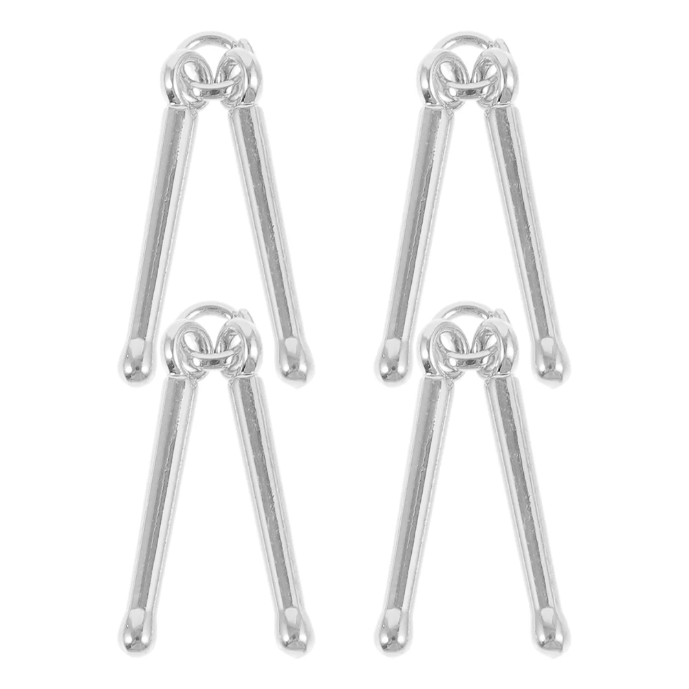 

4pcs Mini Drum Sticks Pendant Unique Music Charm Keychain Handcrafted Jewelry Durable Silver Accessory For Musicians Drummers