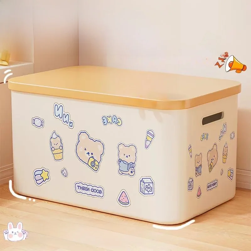 ベイクスタイルデスクトップ収納ボックス-蓋付き化粧品オーガナイザー-学生寮用雑貨整理バスケット-長方形ppプラスチック製