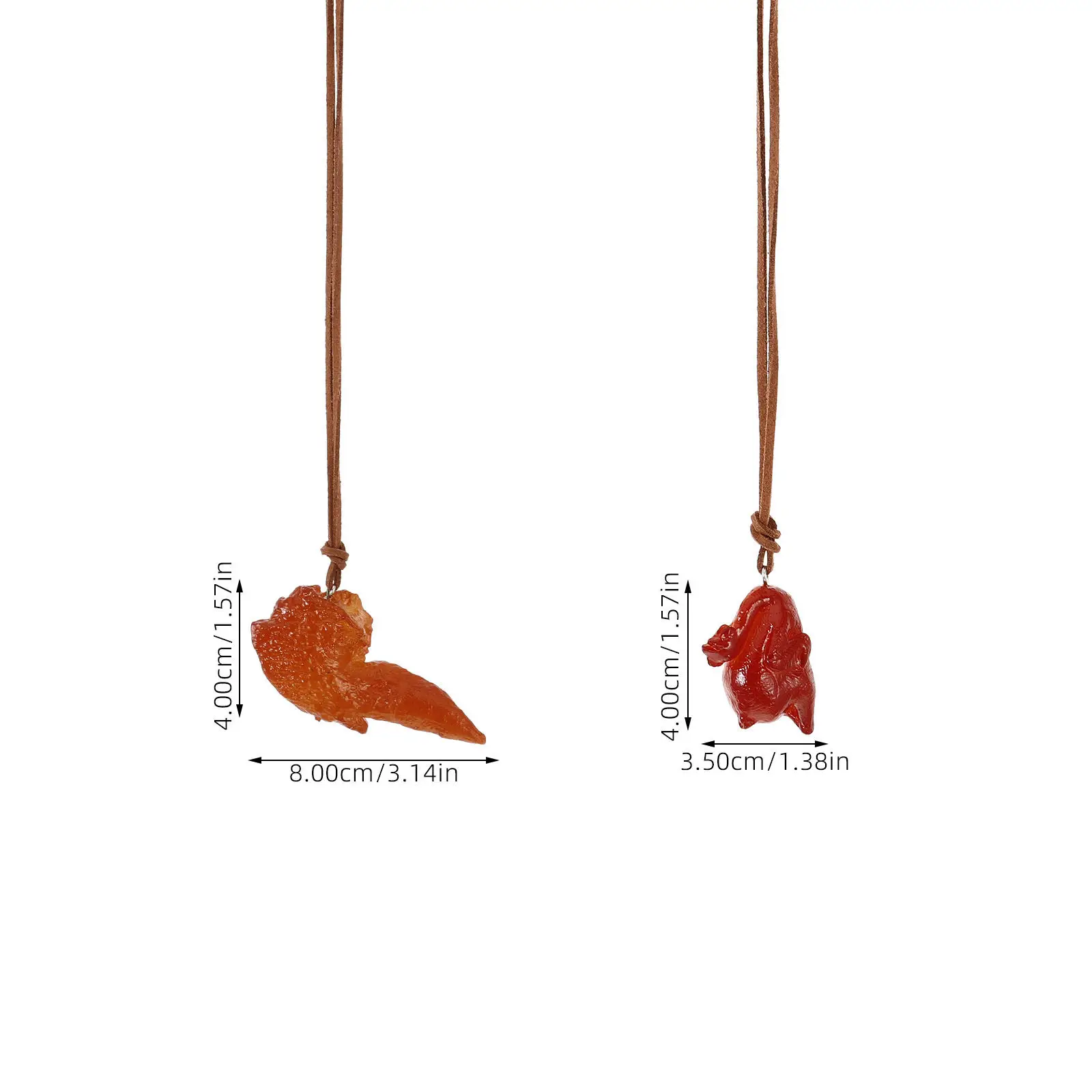 Simulated Chicken Wings Car Hanging Ornament 2 Piece Resin Rearview Mirror Pendant Dashboard Decoration