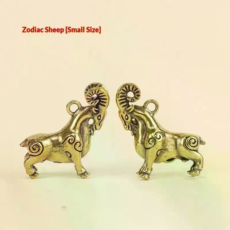 Chinese Zodiac Goat Sculpture Sheep Figurine Brass Animal Statue Desktop Ornament Wealth Fengshui For Home Decor