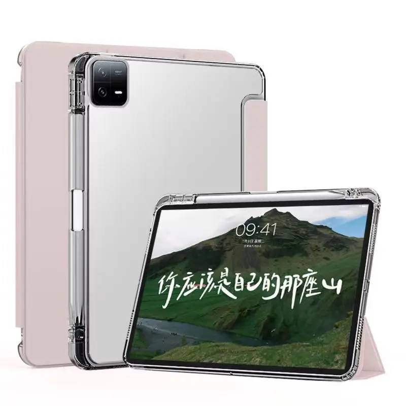 Étui transparent pour tablette avec porte-crayon, coque arrière souple pour Xiaomi Mi Pad 5 6 Max 6S Pro MIPad 5 Pro 12.4 Redmi Pad SE 11 10.61