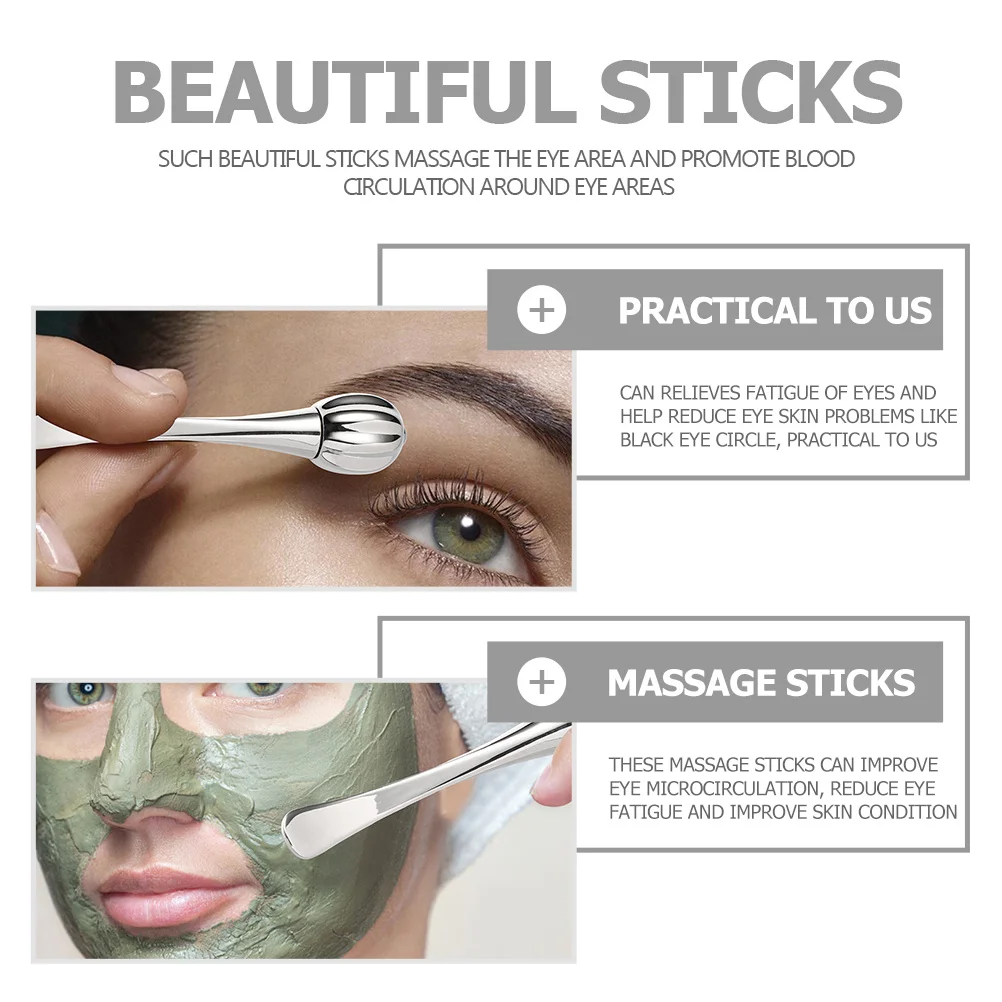 

Zinc Alloy Cream Stick Eye Massaging Tool Portable Facial Skincare Applicator Spatula Roller For Women Eye