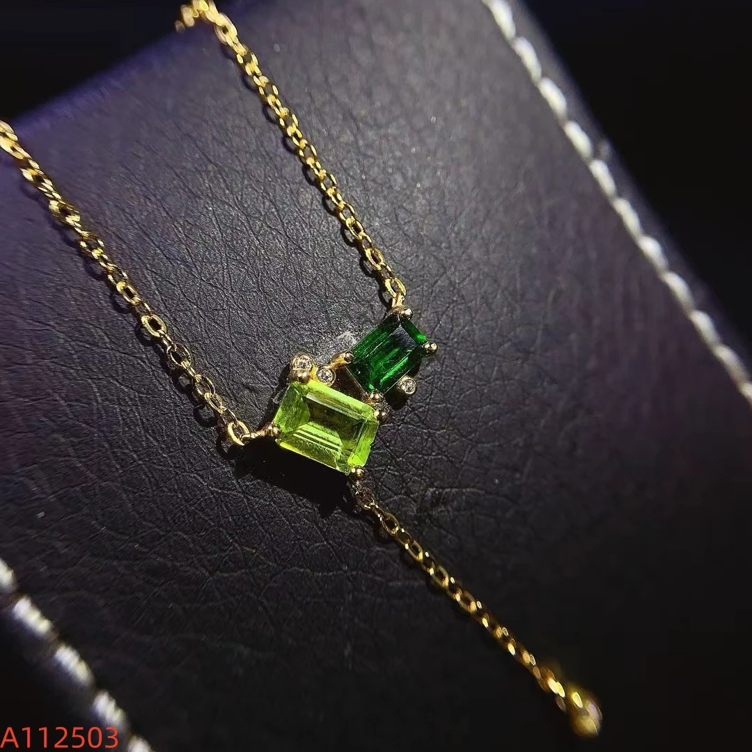KJJEAXCMY Women's Natural Peridot Pendant S925 Sterling Silver Exquisite Inlaid High Clarity Jewelry for Elegant Fashion