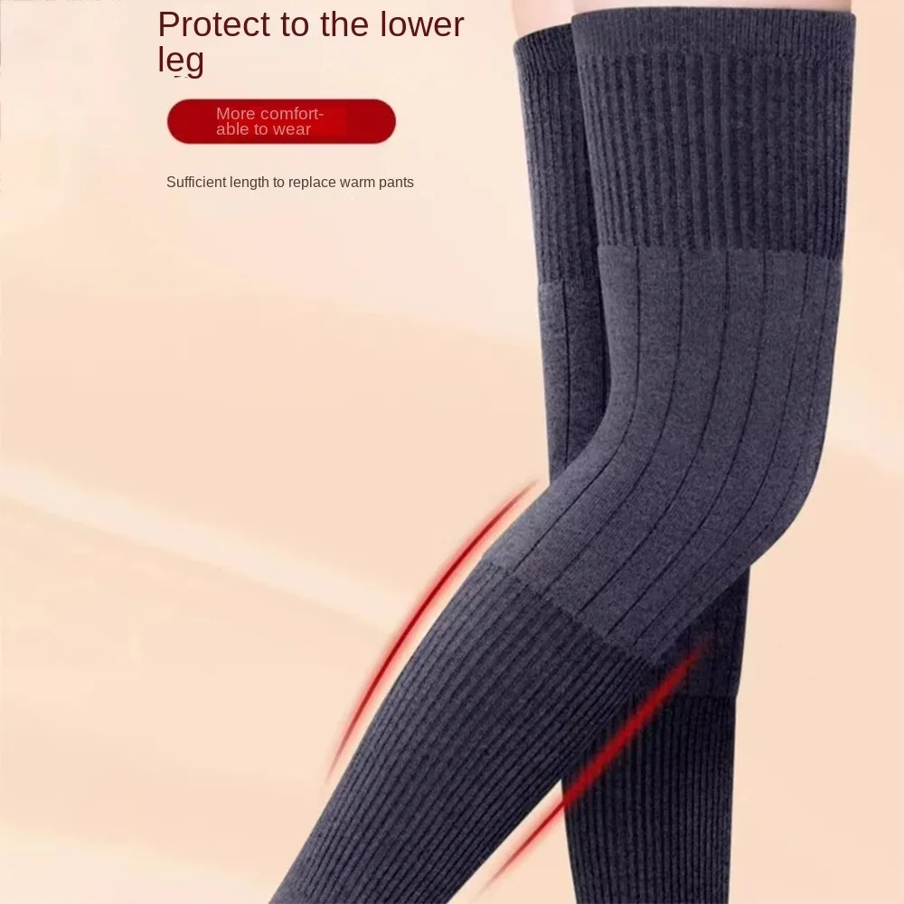 1 Pair Thick Warm Wool Kneepad Leg Guard Cashmere Knee Protector Windproof Coldproof Leg Warmers Women Men KneeCap Leg Sleeves