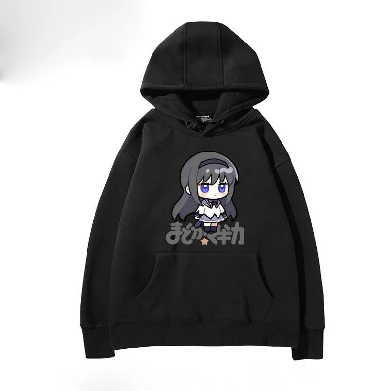 Madoka Magica Chibi Hoodie Pullover Sweatshirt Unisex Japanisches Anime Harajuku Streetwear Locker Lässig Otaku Alltags-Oberbekleidung Tops – Detail 3