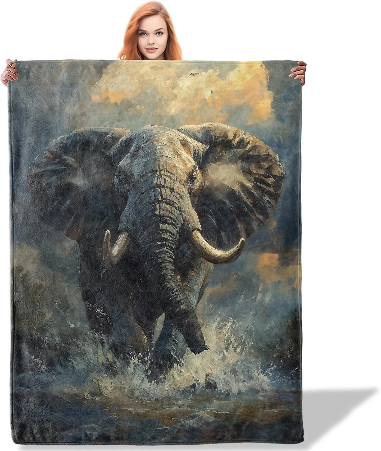 

Elephant Throw Blanket , Soft Flannel Elephant Theme Blankets for Living Room Couch, Home Decor, Gifts for Adults and Women