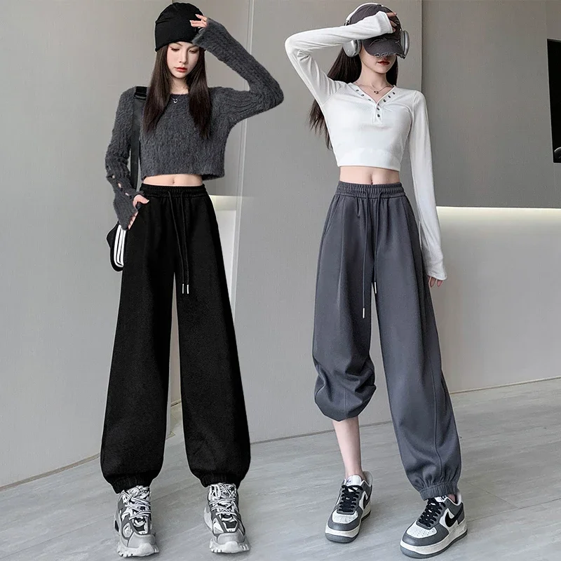 

2024 Autumn Sports Sweatpants Women Hip-hop High Waist Trendy Long Trousers Korean Fashion All-match Women's Y2k Wide Leg Pants