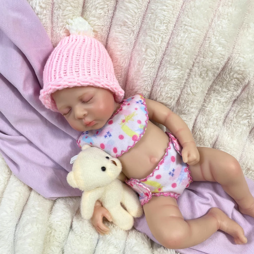 

Mini 13 Inch Full Body Silicone Reborn Baby Doll Luna Soft Silicone Girl Washable Toy Art Collectible Christmas Gift