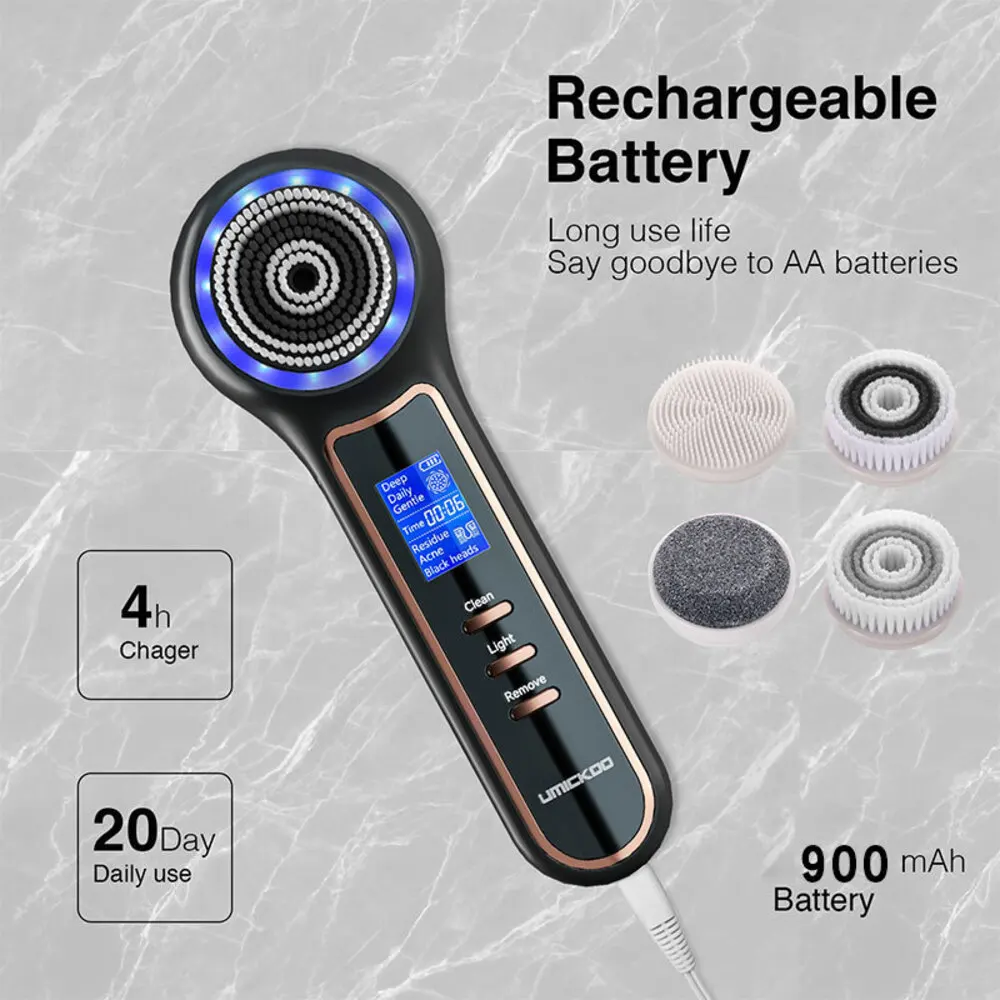 2 في 1 IPX7 مقاوم للماء سيليكون تدور فرشاة LED الدورية فراغ لإزالة الرؤوس السوداء سونيك الموقت أداة تنظيف الوجه الوجه الشفاه