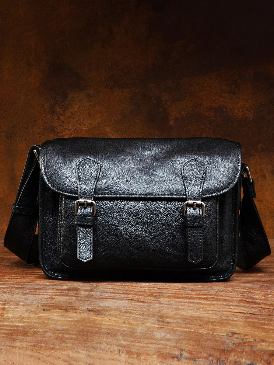 

High Quality Vintage Vegetable Tanned Leather Hand-Brushed Men's Bag Casual Shoulder Fashion Trend Crossbody Messenger