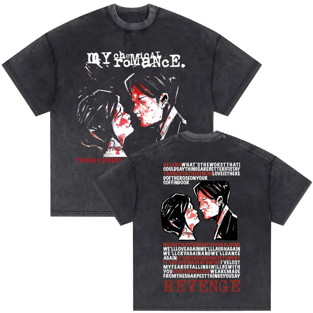 

Washed Vintage My Chemical Romance 2007 Tour 2025 Summer 100%Pure Cotton Printed Washed T-shirt Men Punk Emo Rock Band Oversized