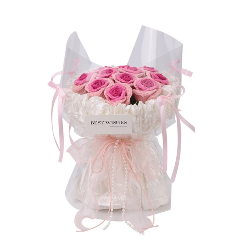 E06B Crochet Flower Bouquet Supplies for Beginner Handmade Crochet Bouquet Set with Step-by-Step Video Tutorial Instruction
