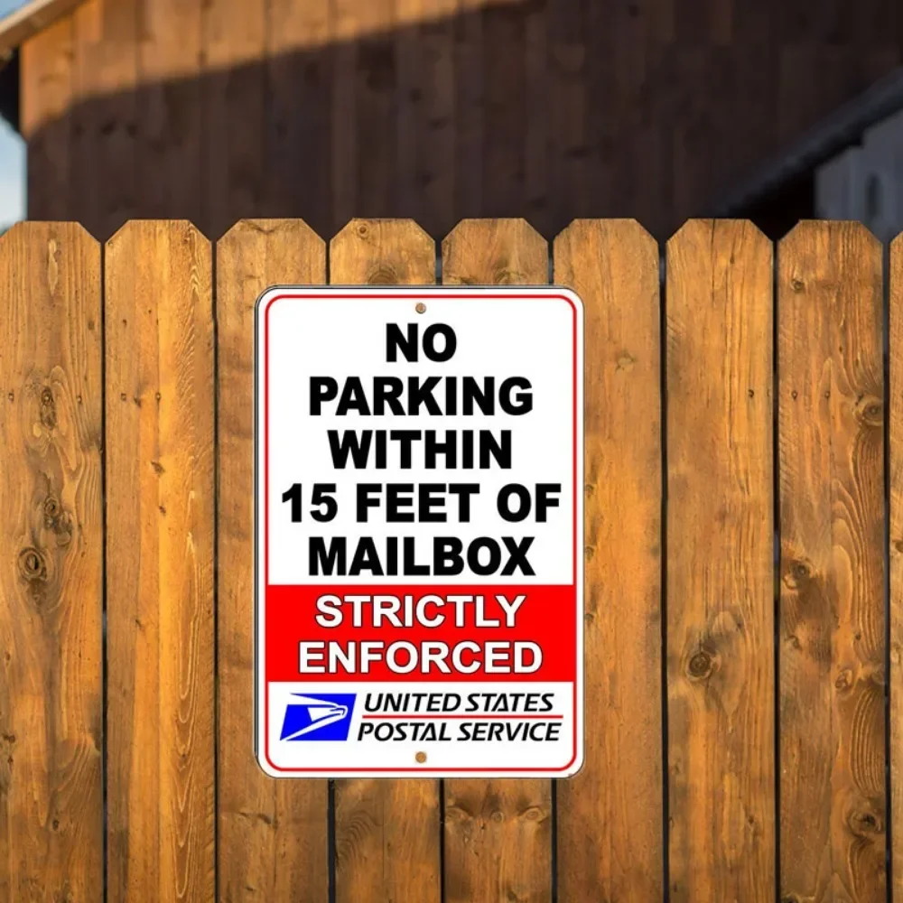 

2D Flat Tinplate Painting，Strictly Enforced: No Parking 15 Feet from Mailbox | Official Sign