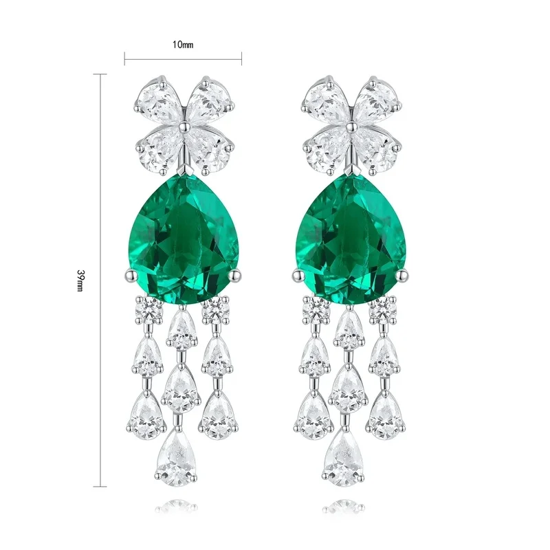 Lab Grown Emerald Stud Earrings in S925 Sterling Silver Minimalist Dainty Ear Jewelry for Women Perfect Daily Wear Gift Idea