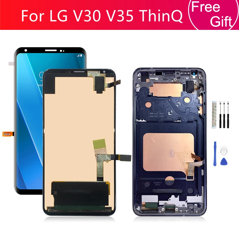 Top For LG V30 LCD H930 H933 LCD LM-V350 Display Touch Screen Digitizer Assembly With Frame For LG V35 ThinQ Screen Replacement