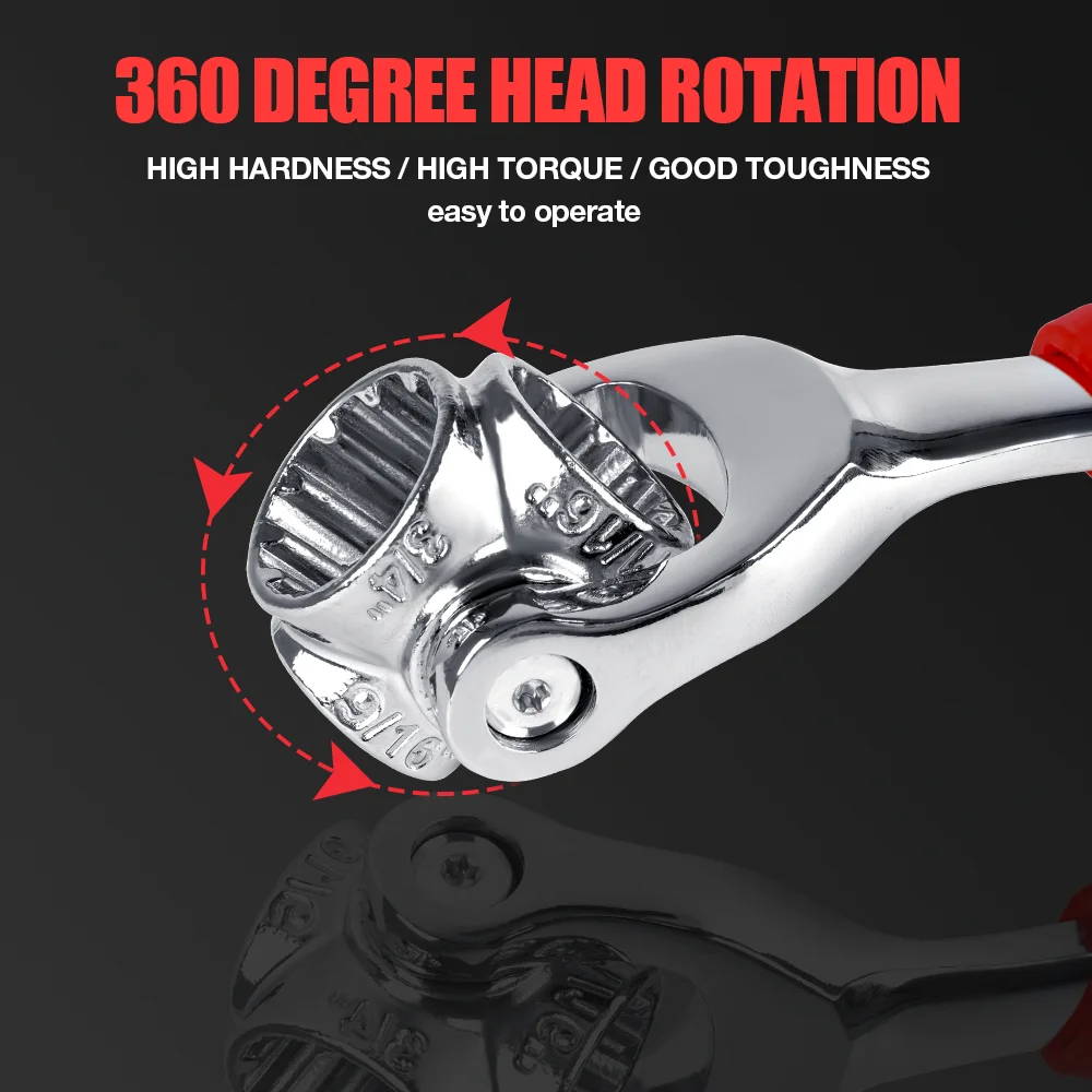 360° Rotation Double Head Wrench 52 In 1 Multi-tool Wrench 8-19mm Universal Socket Wrench Hand Tool For Furniture and Car Repair