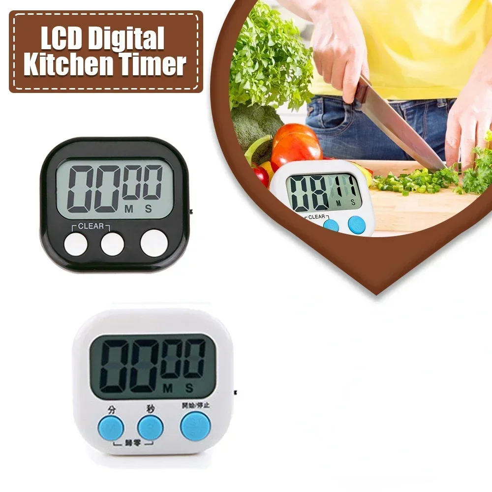 

LCD Digital Kitchen Timer Magnetic Countdown Up Clear Loud Alarm for Cooking Sports Home Kitchen Reminder Accessories with Stand