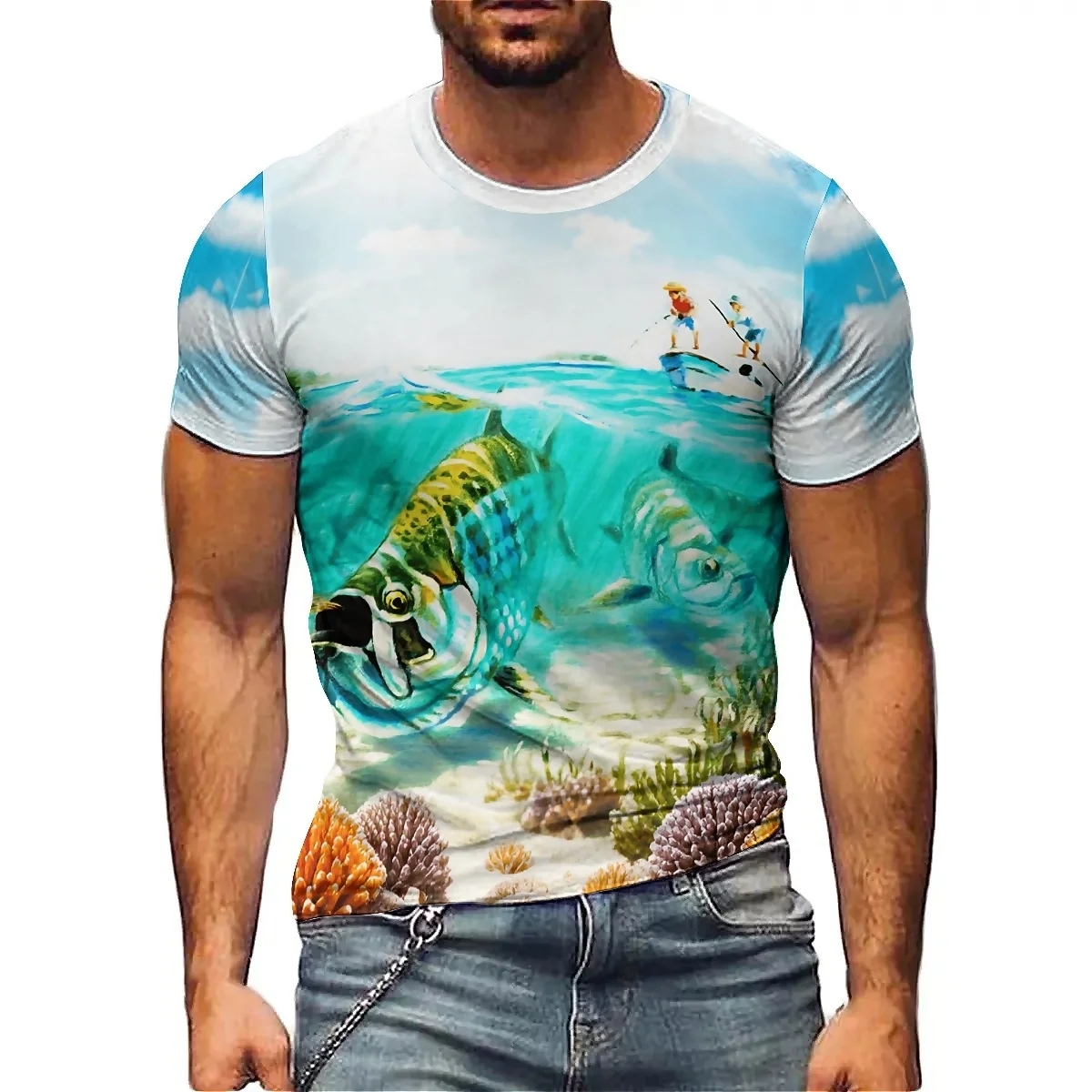 

Family Gathering & Outdoor Sports Men's 3D Printed Short-Sleeve T-Shirt - Basic Top