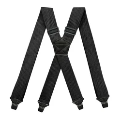 Tirantes de trabajo de alta resistencia para hombre, 3,8 cm de ancho, x-back con 4 Cierres de pinza de plástico, pantalones elásticos ajustables, tirantes para pantalones, negro