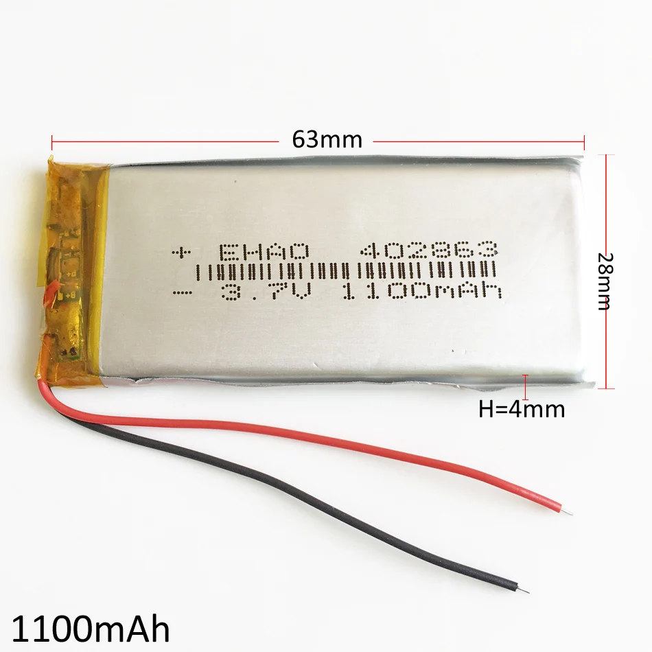 10 PCS 3.7V 1100mAh Lithium Polymer LiPo Rechargeable Battery 402863 For MP3 GPS PSP DVD camera video game E-books Speaker