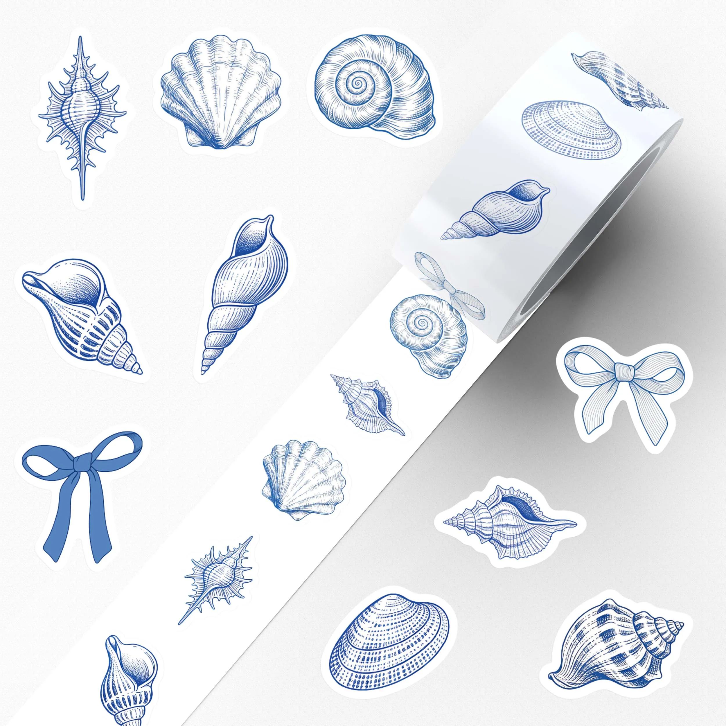 500pcs Blue Ocean Shell Roll Stickers Decals For Laptop Scrapbook Skateboard Helmet Suitcase DIY Graffiti Aesthetic Stickers