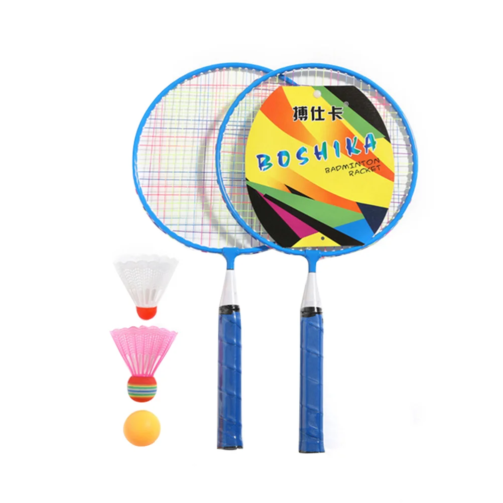 

1 Set Badminton Racket Beginner Training Outdoor Sports Leisure Toys Badminton Set for Outdoor Playing (1 Set Blue Racket, 3