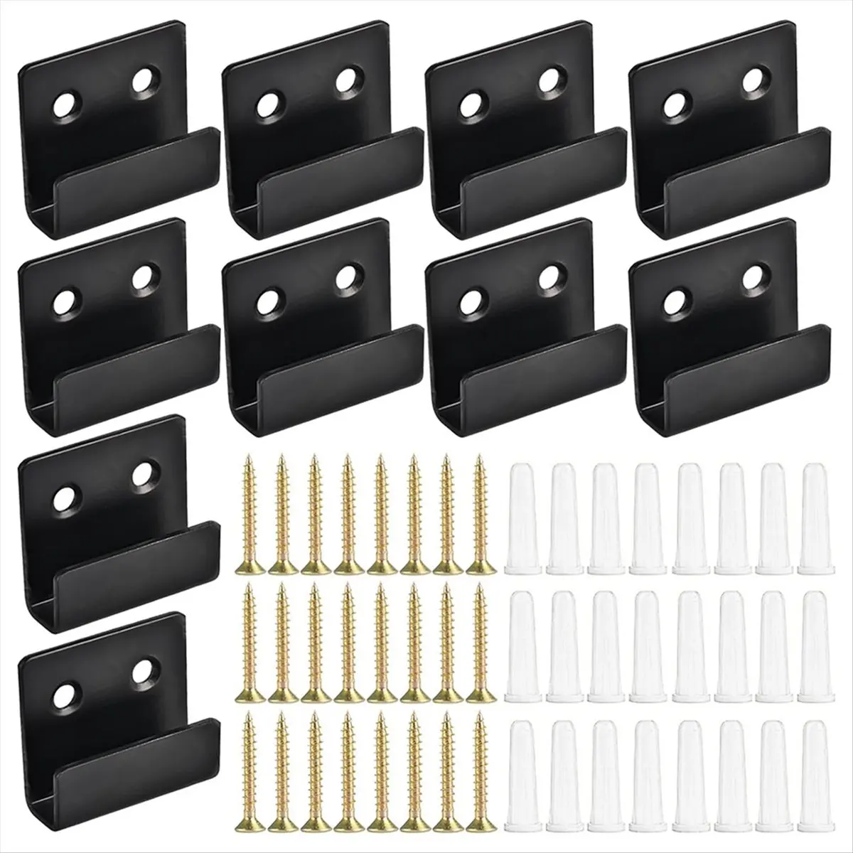 ABNQ 10 Pack Wall Mounted Mirror Clips Stainless Steel U Brackets with Screws Mirror Hanging Kit Heavy Duty Picture Hooks