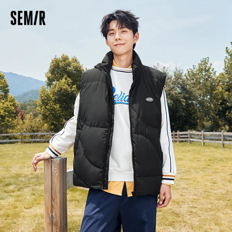 Semir Vest Men 2022 Winter New Style Warm Stand Collar Down Vest Trend Solid Color Workwear Sleeveless Top