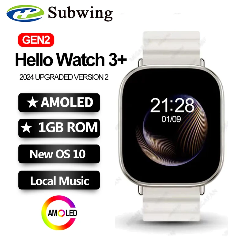 

Hello Watch 3+ Gen 2 AMOLED Smart Watch Men Photo Album Recording Smartwatch Always Display 1GB Local Music EBook Bluetooth 2024