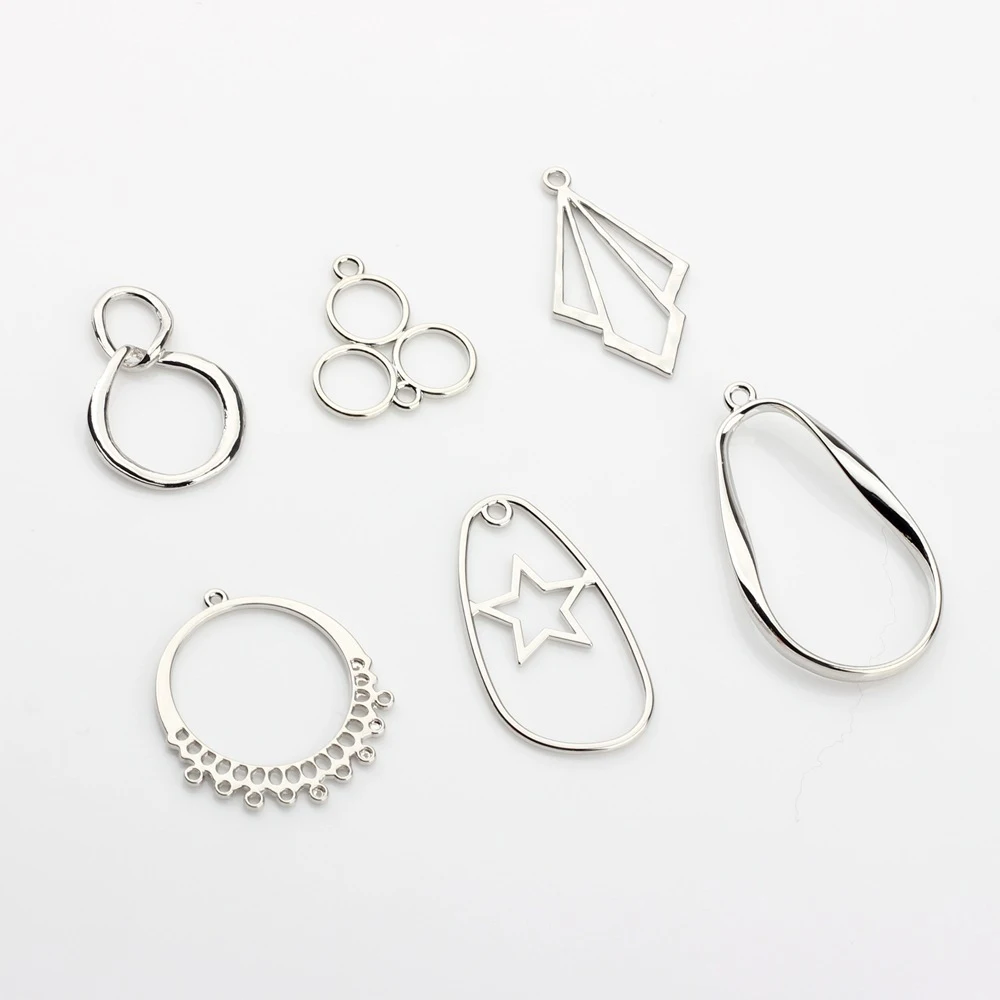 10pcs Simple Hollow Geometry Circle Shape Pendant Earring Necklace Bracelet Jewelry Making Accessories Handmade DIY Ornament